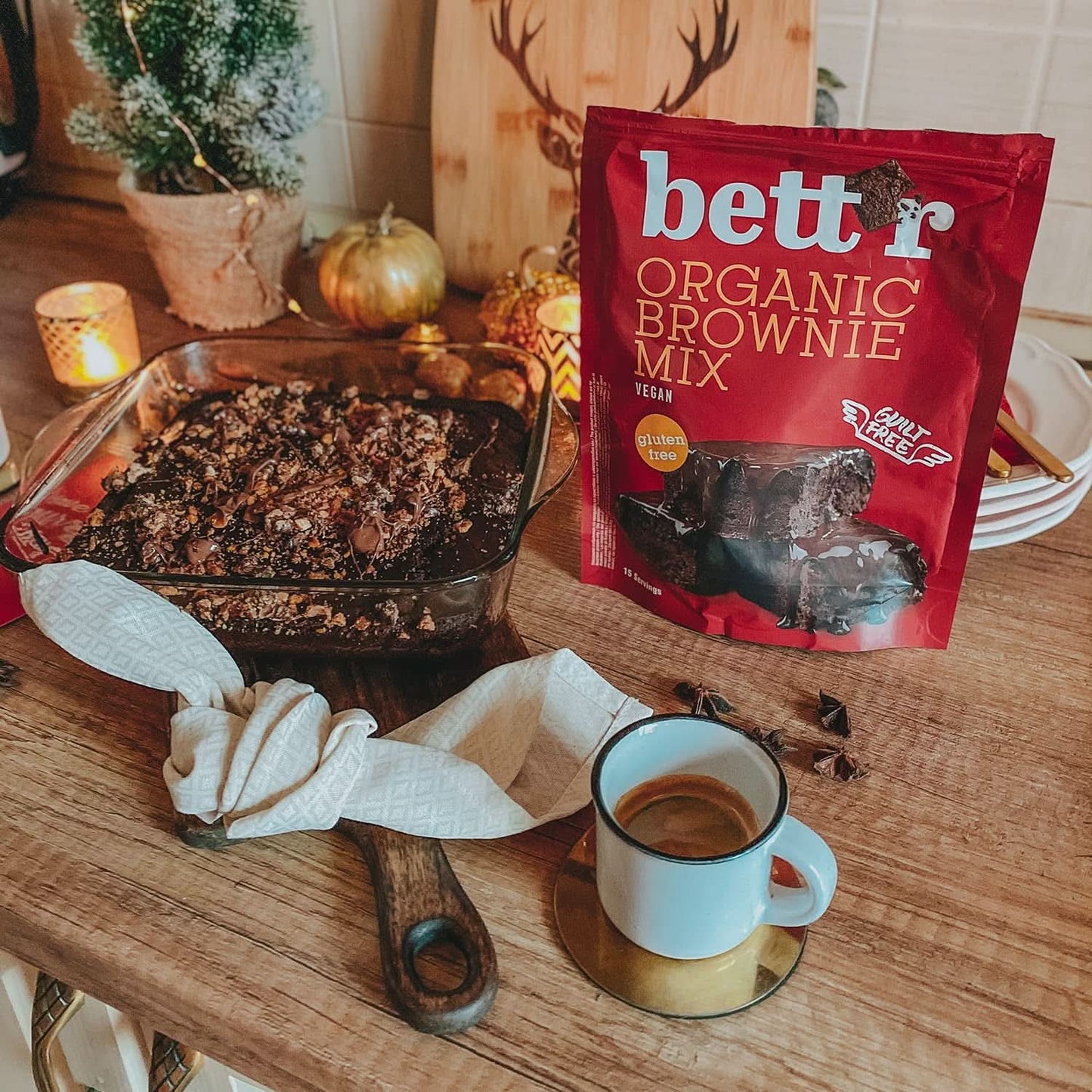 Bettr Organic Brownie Mix - Ekologiska, veganska och glutenfria brownies med rik kakaosmak, 6 x 400 gram Kitchen Naty Shop
