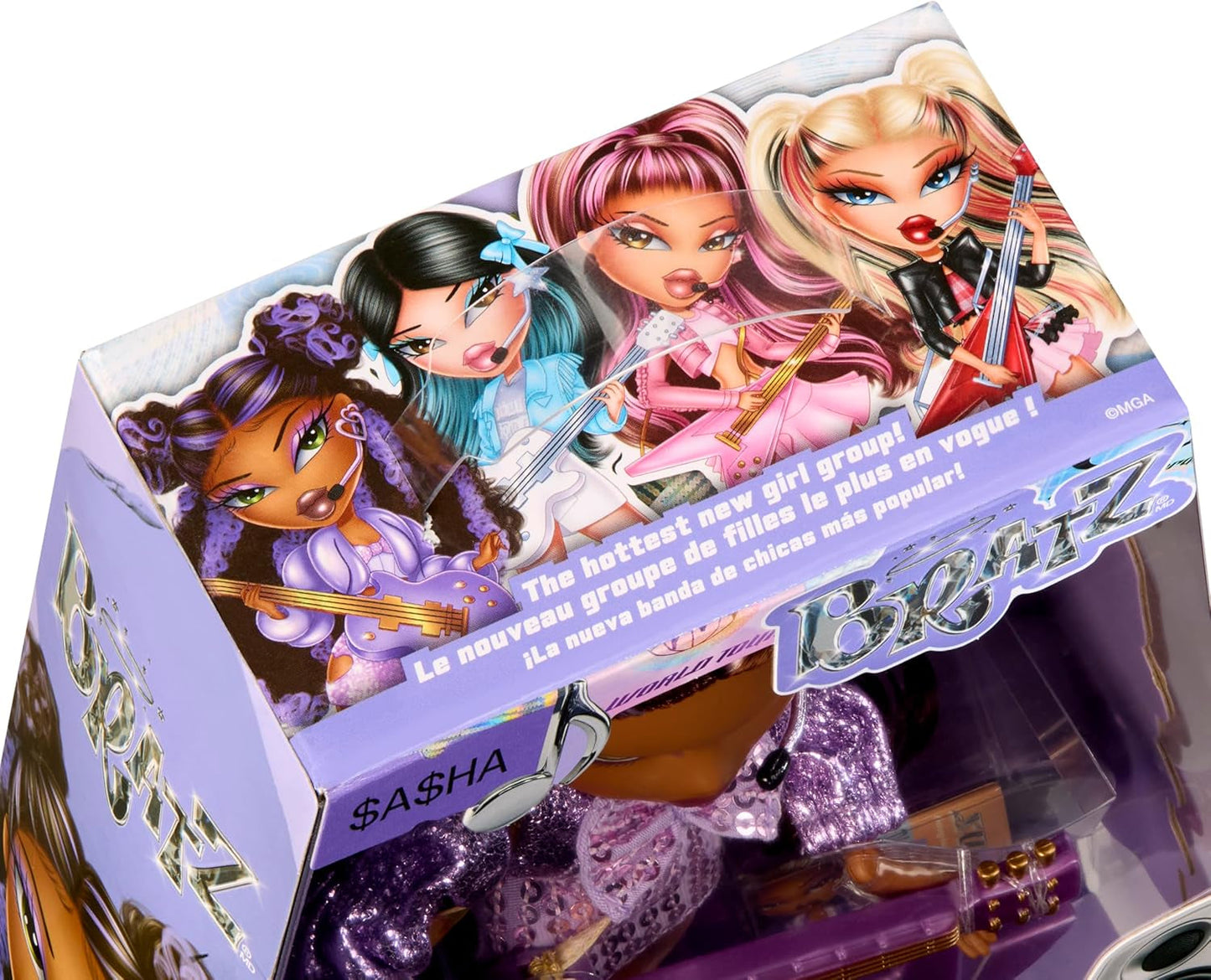BRATZ Pop Starz Sasha – Modedocka med samlarnyckelring, outfit och musiktillbehör