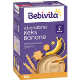 Kvällsgröt med kex och bananer (4x500g), mjölkgröt från 5 månader, utan tillsatt socker, med värdefulla mineraler och vitaminer, mycket mättande