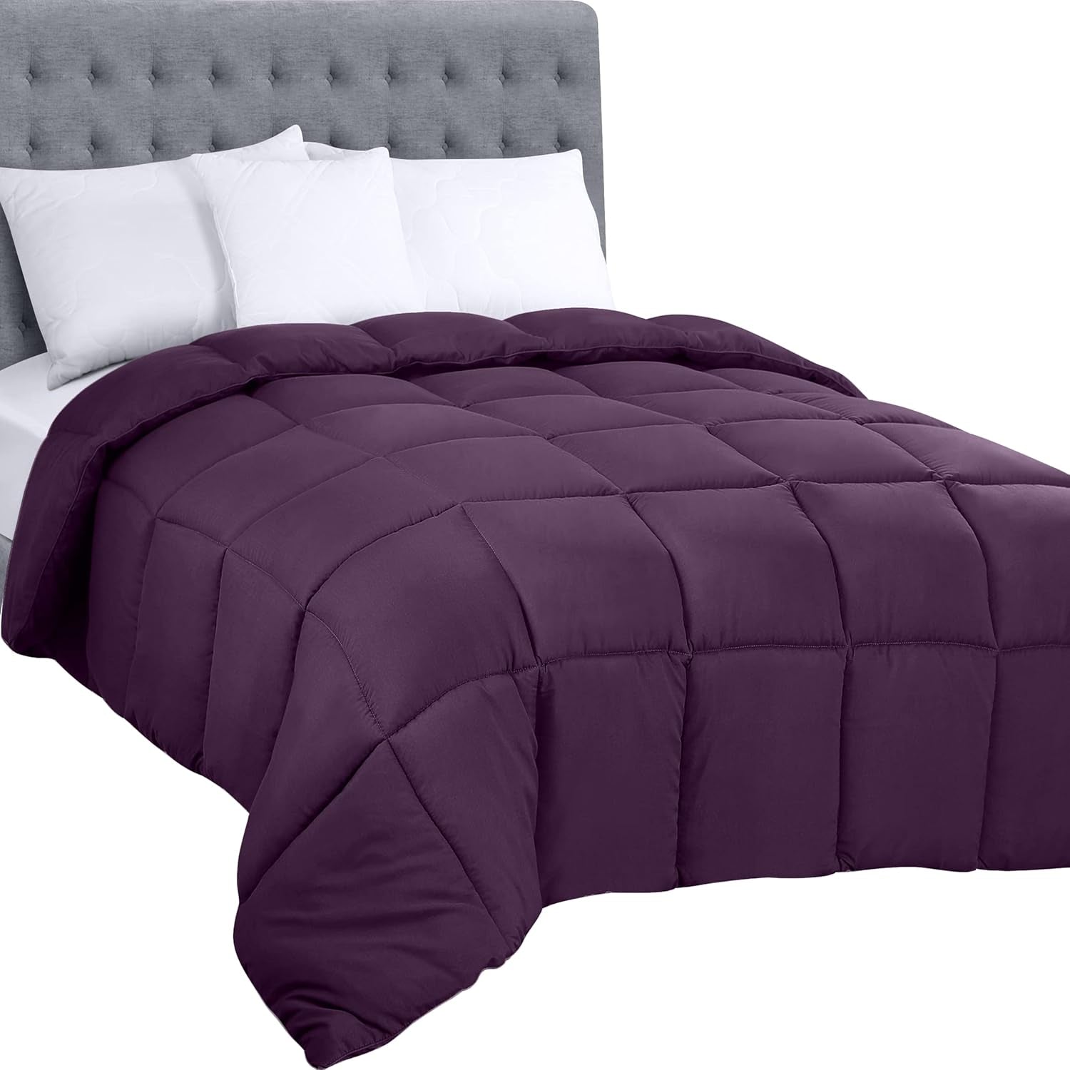 Utopia Sängkläder All Season Duvet 250gsm Plysch silikoniserad fiberfyllning dubbelsäng sydd i låda (Dubbel XL ljusgrå) Naty Shop Violet King Täcken och täcken (1 förpackning)