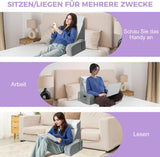 Stor läskudde med handtag, högdensitetsskum, ergonomisk ryggkudde, armstöd, nackstöd och nackstöd, lutande sittdyna för att sova, spela, titta på TV, för säng och soffa