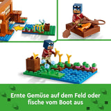 LEGO Minecraft The Frog House, leksakshus med figurer inklusive zombie, slem och drunknande man, plus tillbehör som leksaksbåt och arbetsbänk, present till pojkar och flickor från 8 år 21256 Byggset Besuche den LEGO-Store