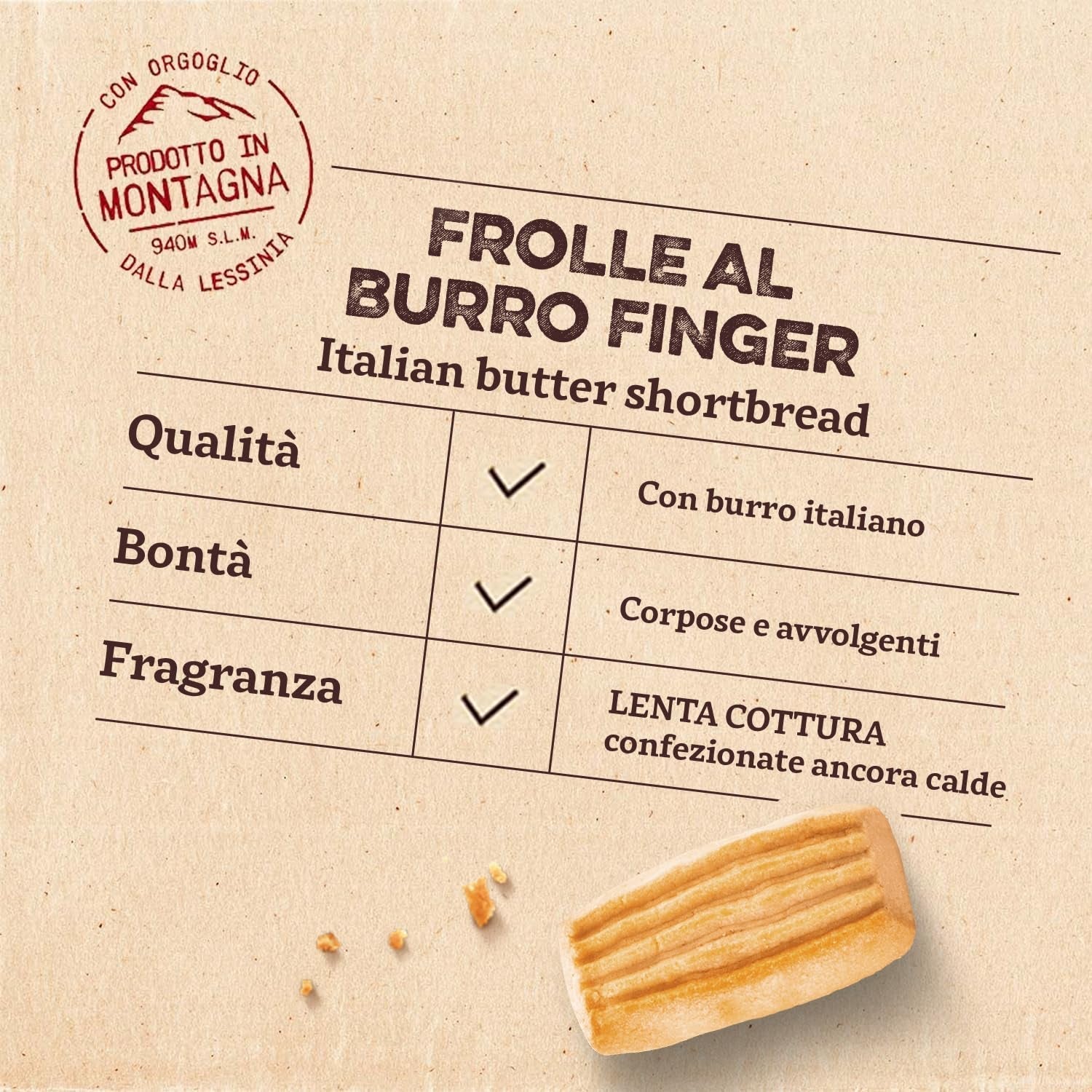 Frolle Al Burro Fingers. Biscotti traditionellt tillagad Come Una Volta. Ideal Come Fine Pasto Goloso, Ma Anche Da Abbinare Al the O Al Caffè. Förpackning Ja 150 G