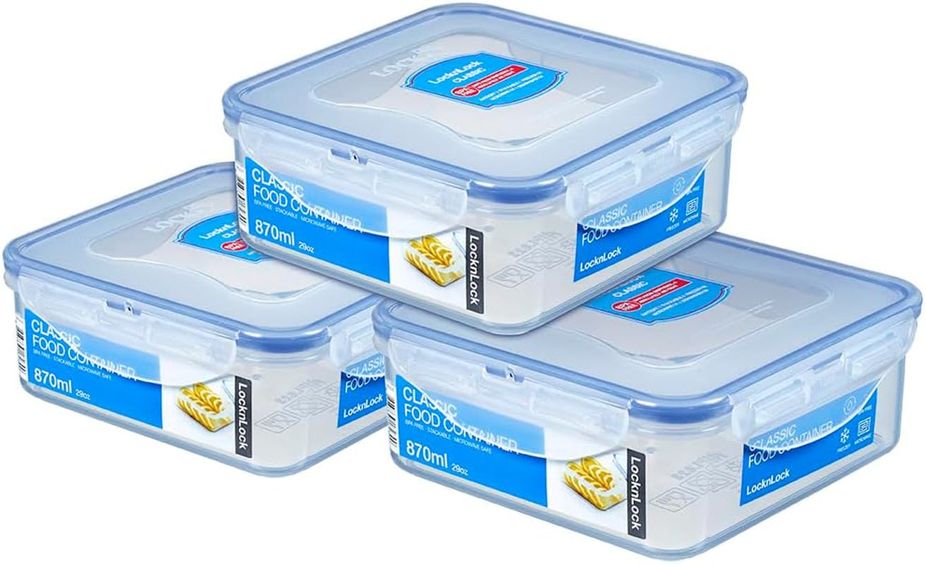 LocknLock PP Klassisk matförvaringsburksats 5st | 180ml, 350ml, 600ml, 870ml, 3,6L | 100 % luft- och vattentät | utan BPA | frys- och kylarrangör | diskmaskin och mikrovågssäker Matförvaringslådor Naty Shop Square 3 st.