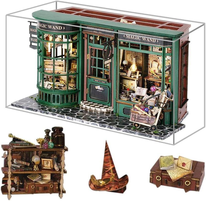Magic Shop Dollhouse med dammskydd DIY Miniatyr Dollhouse Furniture Kit 1:24 Kreativ gåva för barn Tonåringar Födelsedagspresent
