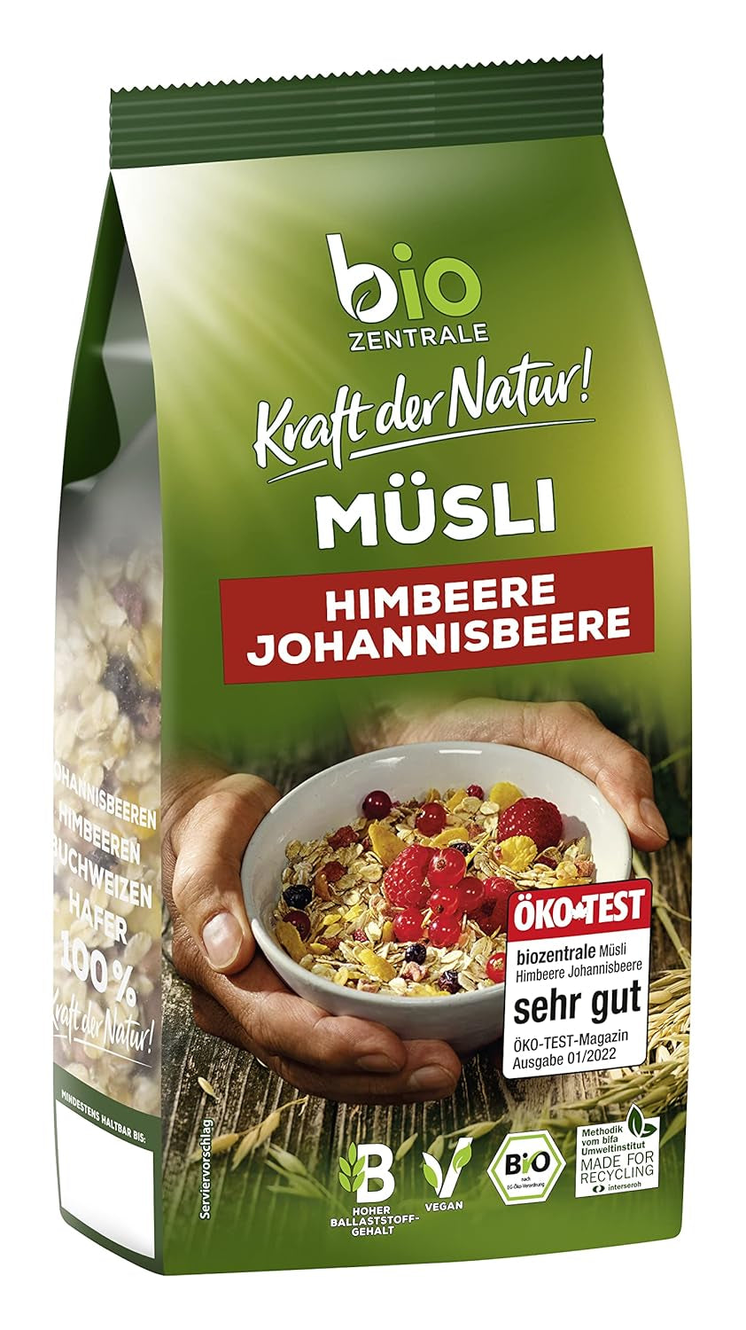 Biocentral müsli med mörk choklad | 500g Ekologisk Vegan | Perfekt för frukost och din kopp takeaway-müsli | Alternativ till müslibars