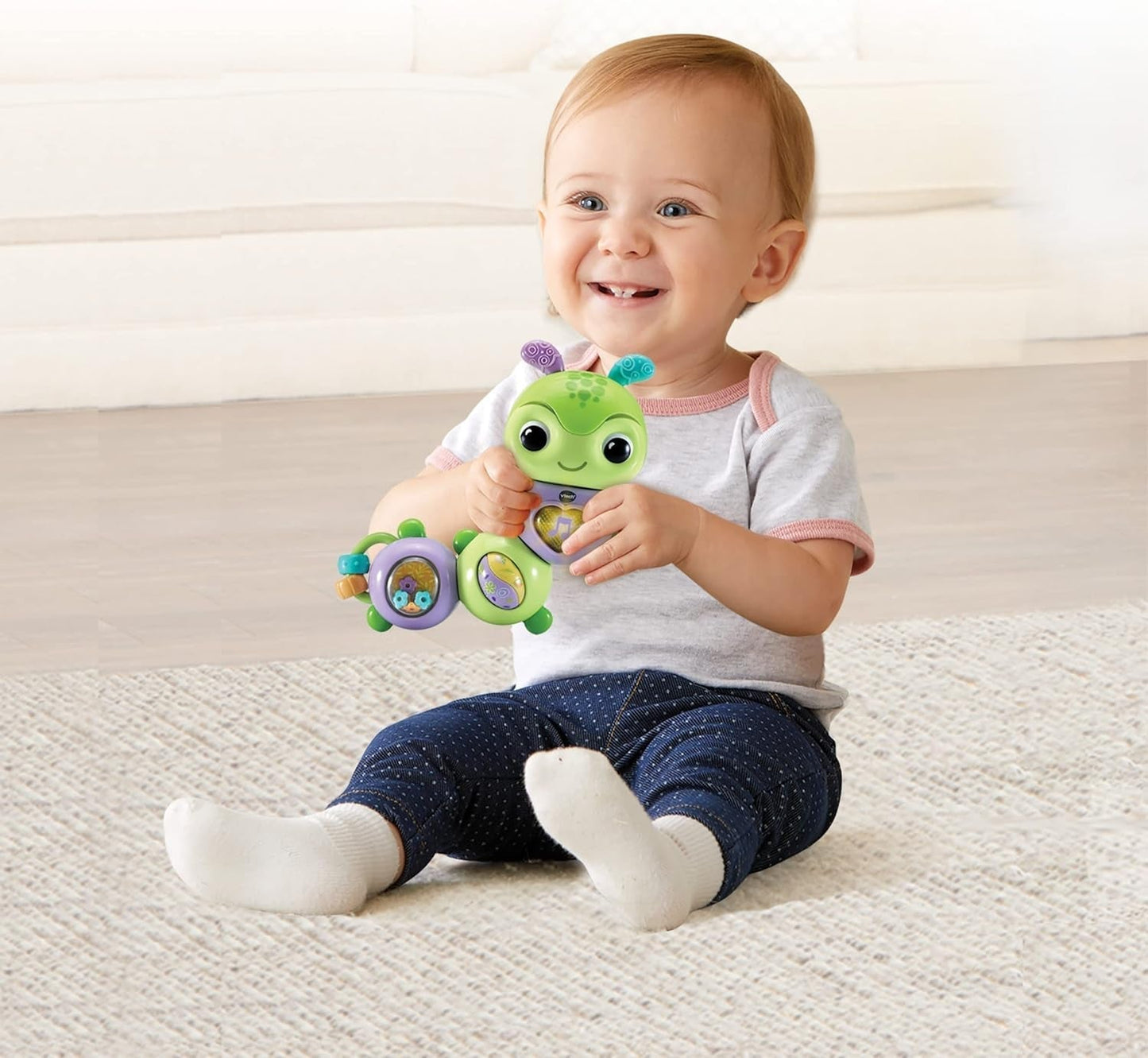 VTech Baby Spinning Fun Caterpillar - Prata och sjunga Interaktiv klocka och motorisk leksak - För 6-24 månader Babyleksaker Naty Shop