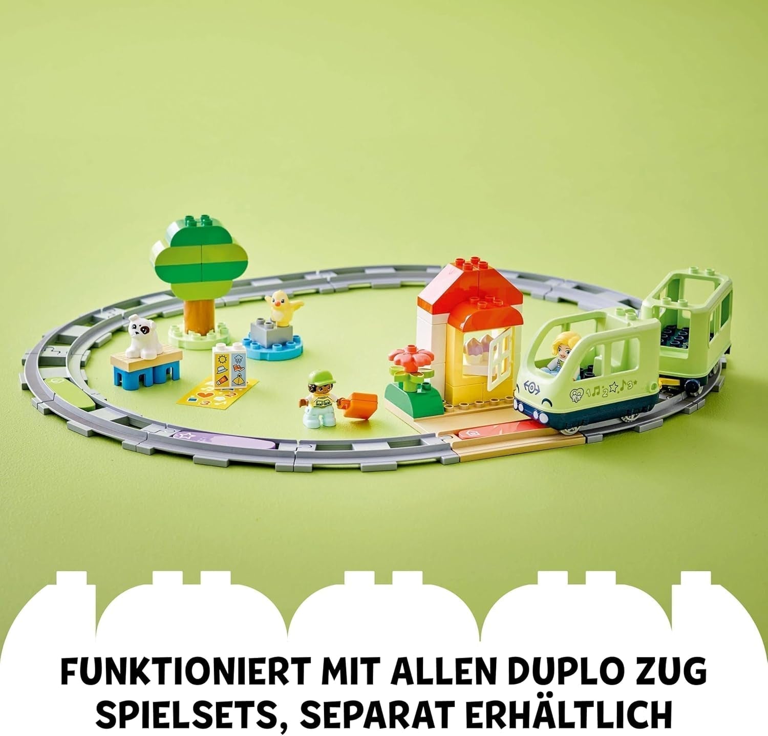 LEGO DUPLO Town Interactive Adventure Train, lekset med ljus och ljud för rollspel, låter 2-åringar bygga spår, förskolepedagogisk leksak 10427 Byggset Besuche den LEGO-Store