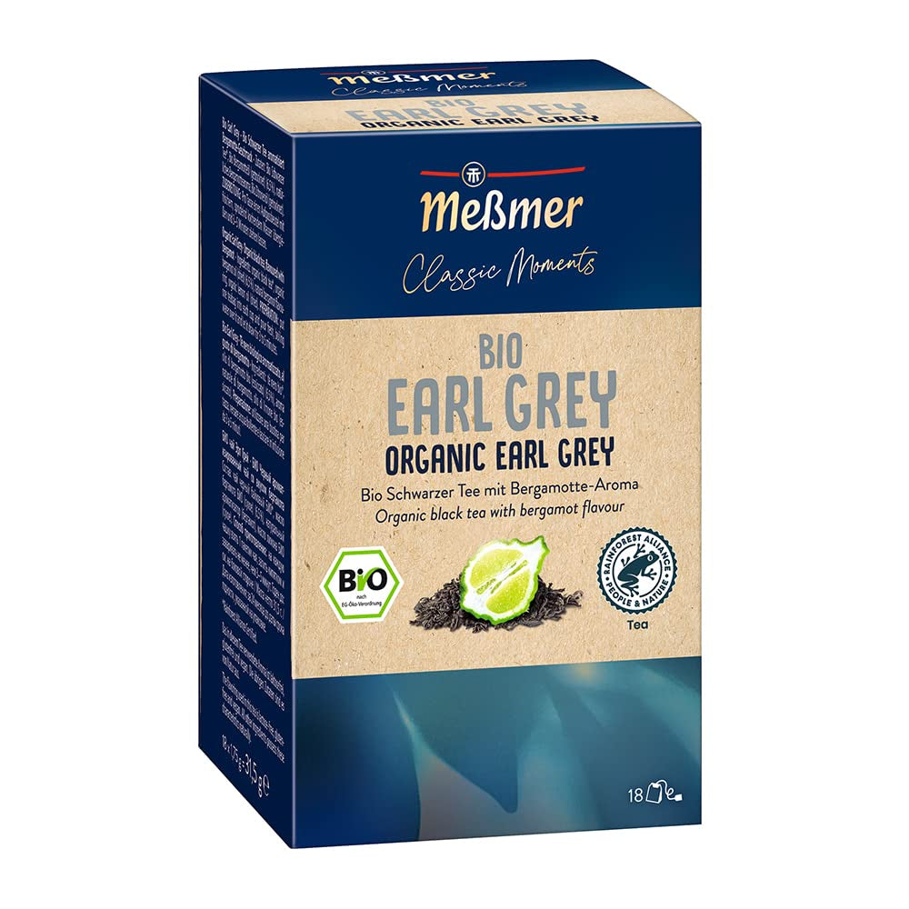 Meßmer Classic Moments Bio Earl Grey | 100 % ekologiskt | Svart te 18 tepåsar