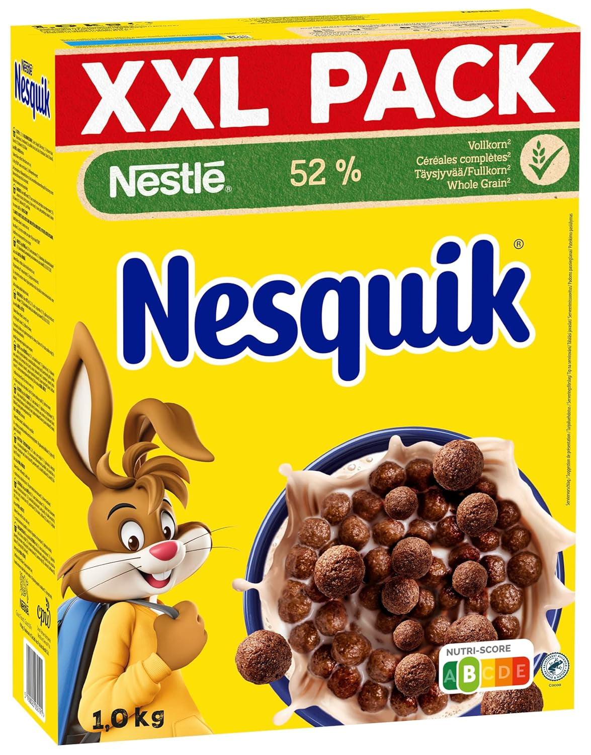 Nestlé Nesquik Crunchy Breakfast, flingor med choklad och fullkorn, 1 förpackning (1 x 1 kg)