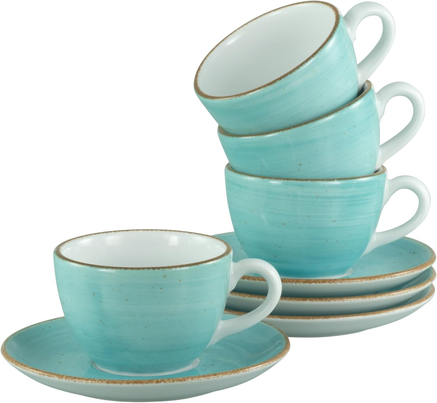 Creatable 34042 Vintage Nature Aqua Series 8 delar servisset för 4 porslin kaffekoppsset Diskmaskin och mikrovågssäker tillverkad i Europa
