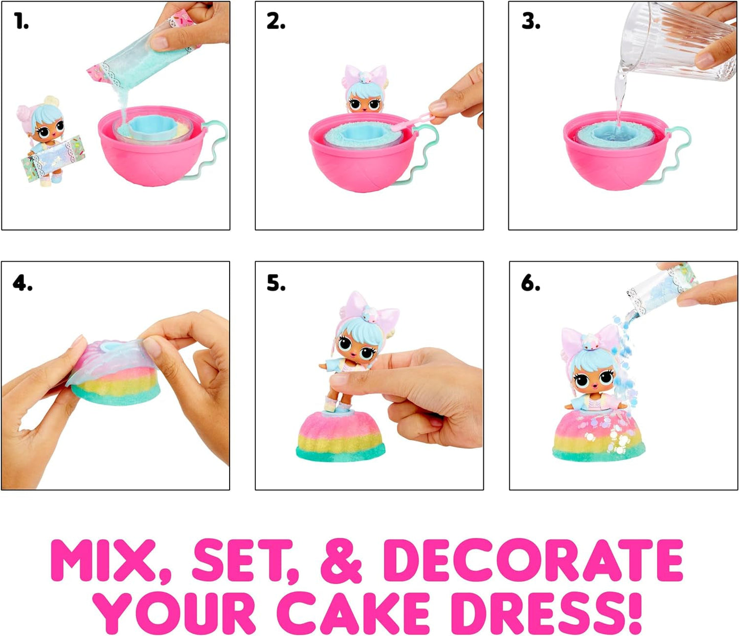 L.O.L. Överraskning! Mix & Make Birthday Cake Tots - Med samlardocka, DIY-tårtklänning, "bakning" och dekoration av tårtan, ingredienser och glitterströssel - Docka med tårtklänning - Perfekt för tjejer från 3+ år Naty Shop Dolls