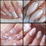 12 Größen Nail Art Perlen, Flache Perlen, Nail Art Accessoires, Halbkreis Nagelperlen, Weiße Nail Charms Und Glitzersteine ​​Nägel Für Nail Art Design, DIY Basteln, Alltag, Hochzeit (2 lådor)
