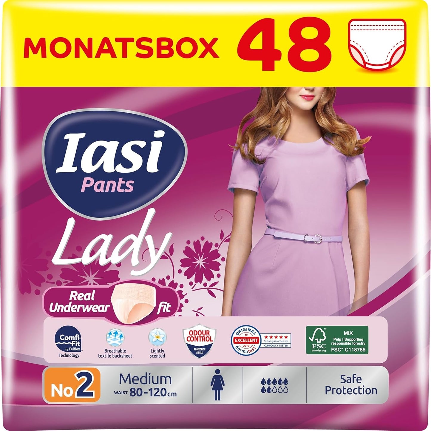 LADY Pants 48 Disponibel urininkontinensbyxor Absorbens Plus Size S för kvinnor 48 st