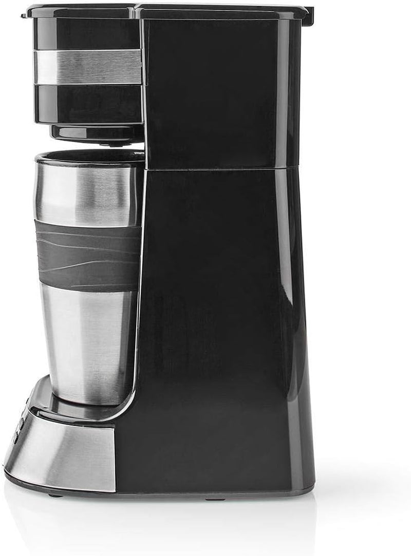 NEDIS Espressor - Filtrerat kaffe - 0,4 l - 1 kopp - Timer - Svart / Silver