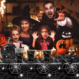 49 delar Halloween Spider Paper Bestick Set Inklusive tallrikar, servetter, glas och bordsduk. Svart servisset med desserttallrikar, servetter och glas.