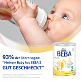 BEBA 2 - Tillskottsmjölk efter 6 månader, med 5 HMO-komplex, åldersanpassat proteininnehåll, laktosfri, palmoljefri, fiskoljefri, barnmat, babymjölkspulver, 3 st (3 x 800g)