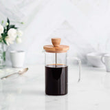 - Fransk kaffebryggare, kaffepress, kolvkaffebryggare, fransk filterkaffekanna, 3 koppar, 0,35 l, stål och trä