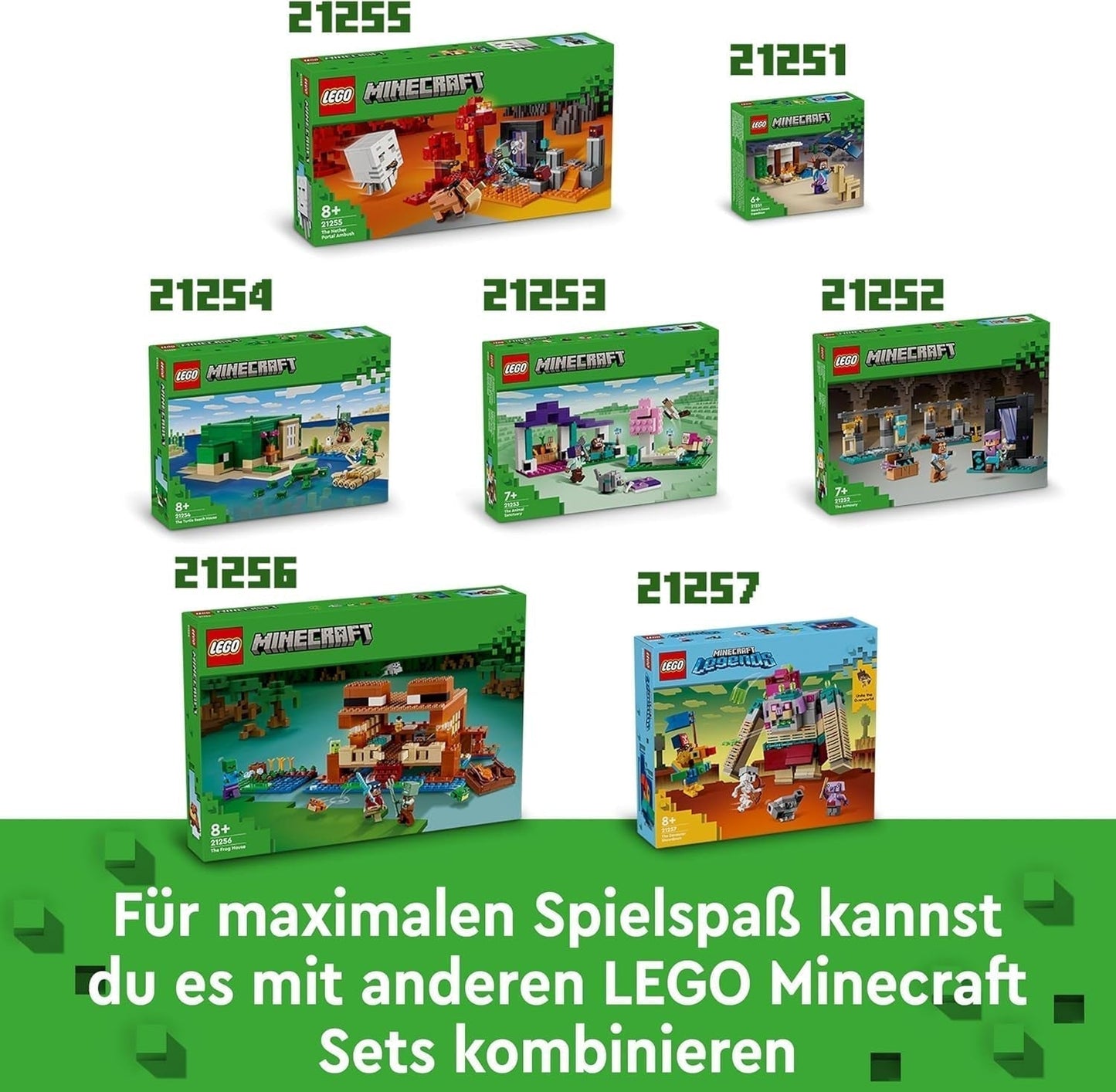 LEGO Minecraft The Frog House, leksakshus med figurer inklusive zombie, slem och drunknande man, plus tillbehör som leksaksbåt och arbetsbänk, present till pojkar och flickor från 8 år 21256 Byggset Besuche den LEGO-Store