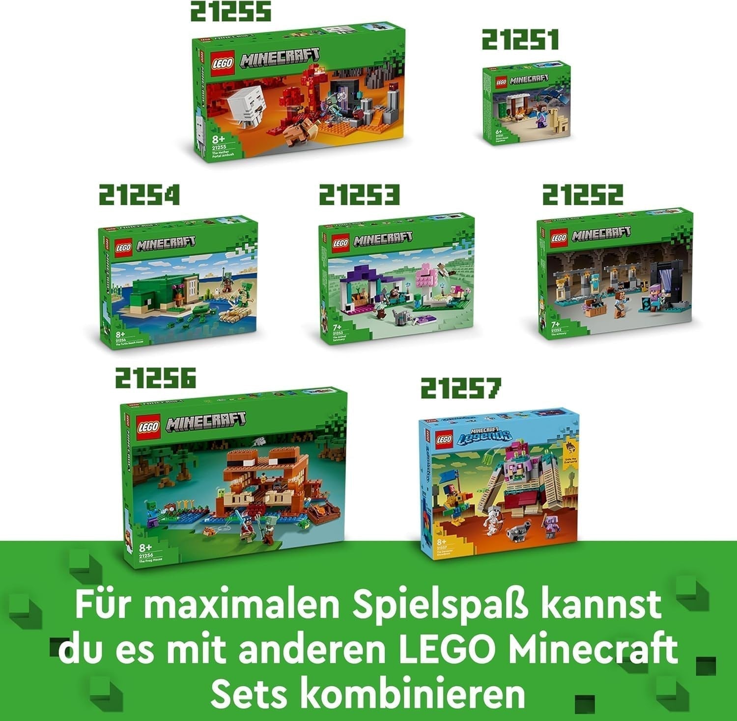 LEGO Minecraft The Frog House, leksakshus med figurer inklusive zombie, slem och drunknande man, plus tillbehör som leksaksbåt och arbetsbänk, present till pojkar och flickor från 8 år 21256 Byggset Besuche den LEGO-Store