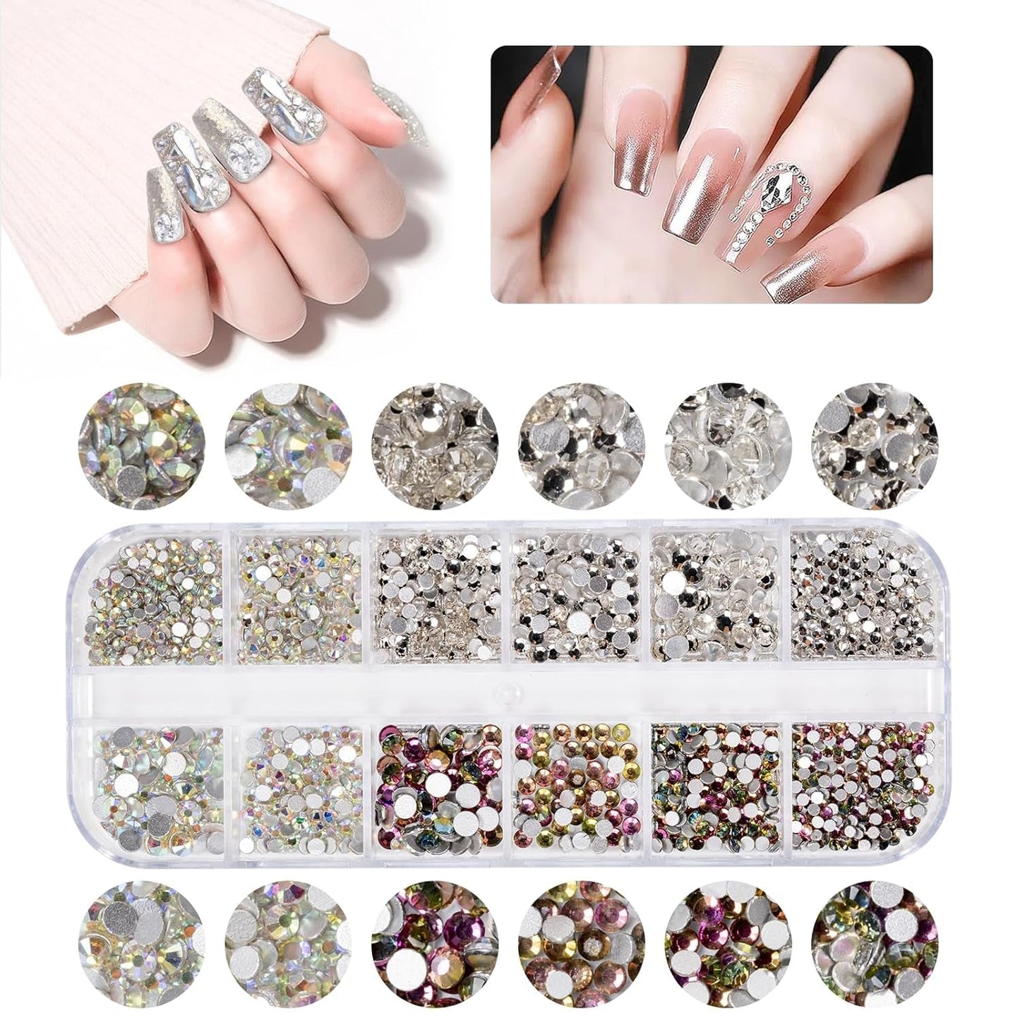 5600 Stück Strasssteine Nägel Nail Art, 36 Farben Glitzersteine, Dekorationen Nagelsteine Für Nagelkunst, Einschließlich Wachsstift Für Strasssteine Und Strass-Picker