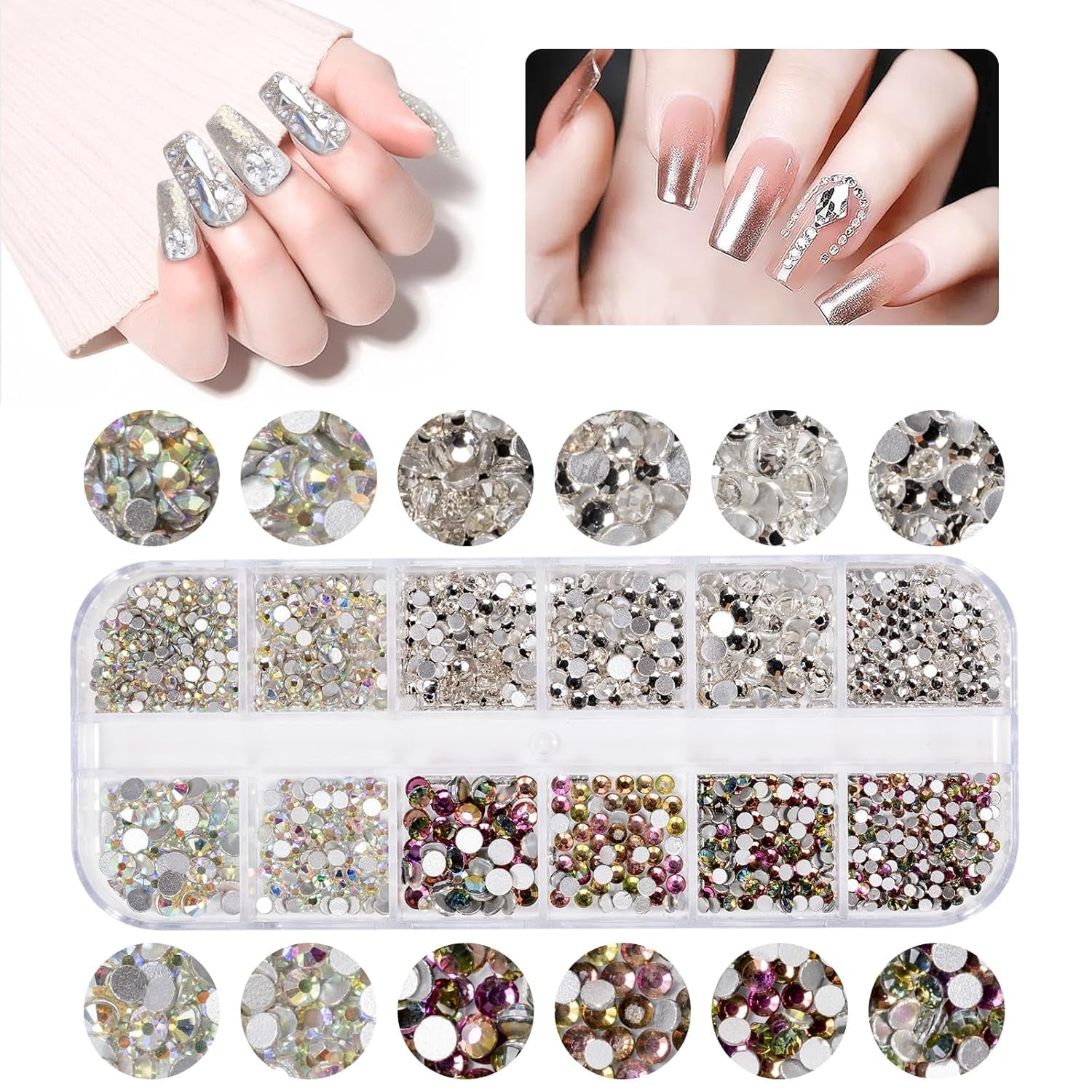5600 Stück Strasssteine Nägel Nail Art, 36 Farben Glitzersteine, Dekorationen Nagelsteine Für Nagelkunst, Einschließlich Wachsstift Für Strasssteine Und Strass-Picker
