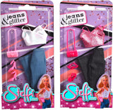 Simba Steffi Love Jeans & Glitter Matchande 2 Ways ETT objekt medföljer Glittertopp med jeans & modetillbehör för 29 cm dockor Docka ingår ej Ålder 3+