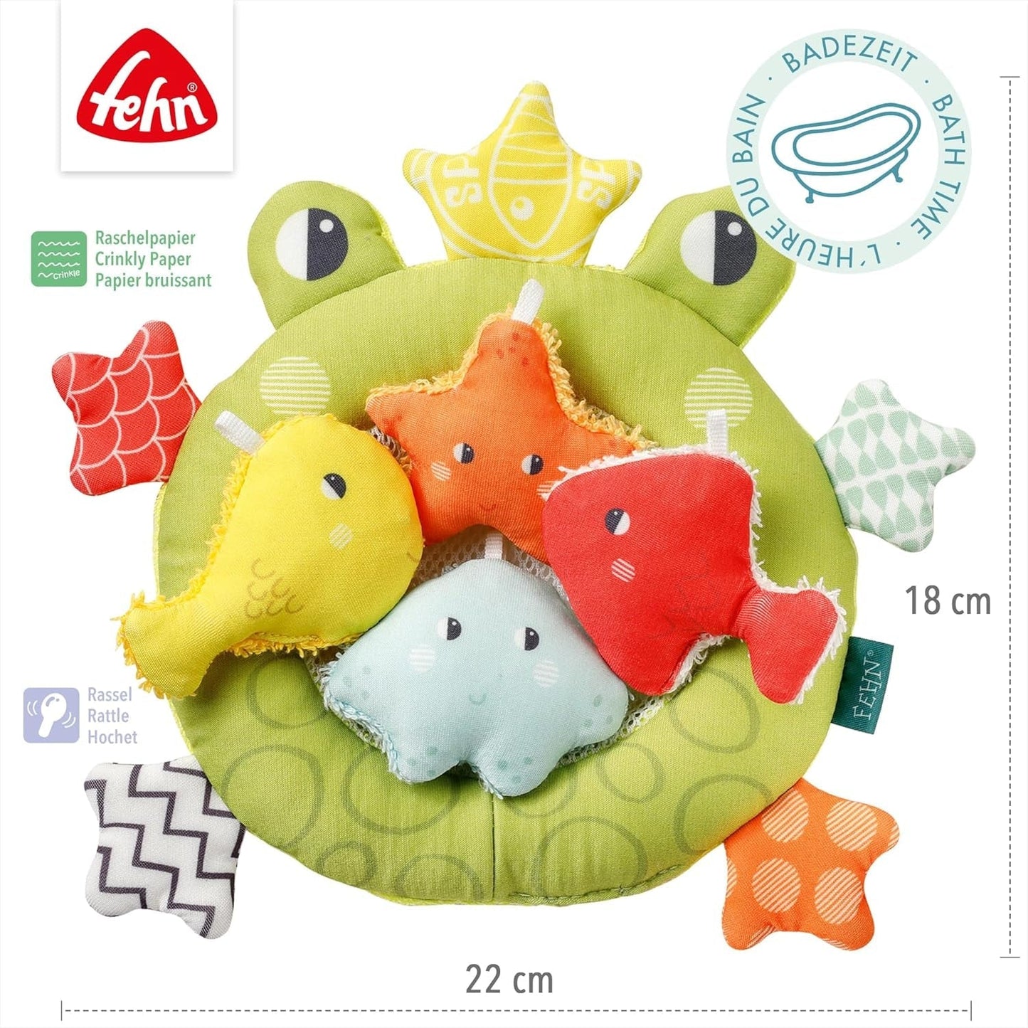Fehn groda badnät - Babybadleksak för badkar - Flytande vattenleksak för glatt badkul - Badleksak för spädbarn och småbarn från 0+ månader Babyleksaker Naty Shop