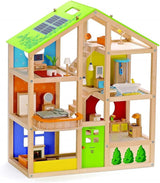 Hape E3401 Four Seasons House, möblerat och E3500 - dockfamilj, ljus hy