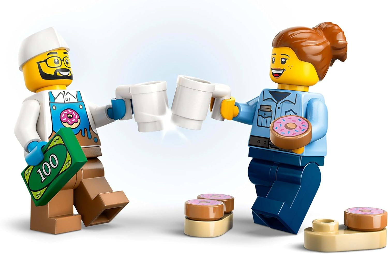 LEGO City Donut Truck - Leksaksmatbil med 2 polisminifigurer - Byggleksak för pojkar och flickor i åldern 5+ - Födelsedags- och semesterpresentidé 60452 Byggset Besuche den LEGO-Store