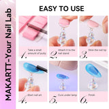 Makartt akryl nagelhållare, magnetisk nagelhållare, nagelhållare, transparent rosa nagelhållare med 48 självhäftande spackel