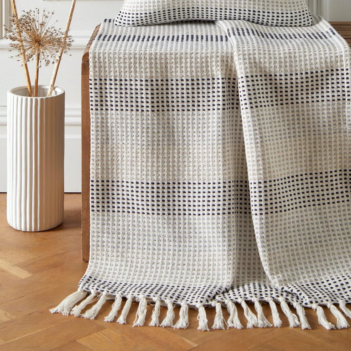 Loft Reva överkast, 100% återvunnen bomull, 130 X 180 cm, Paprikasängar och filtar Appletree Navy 130Cm X 180Cm