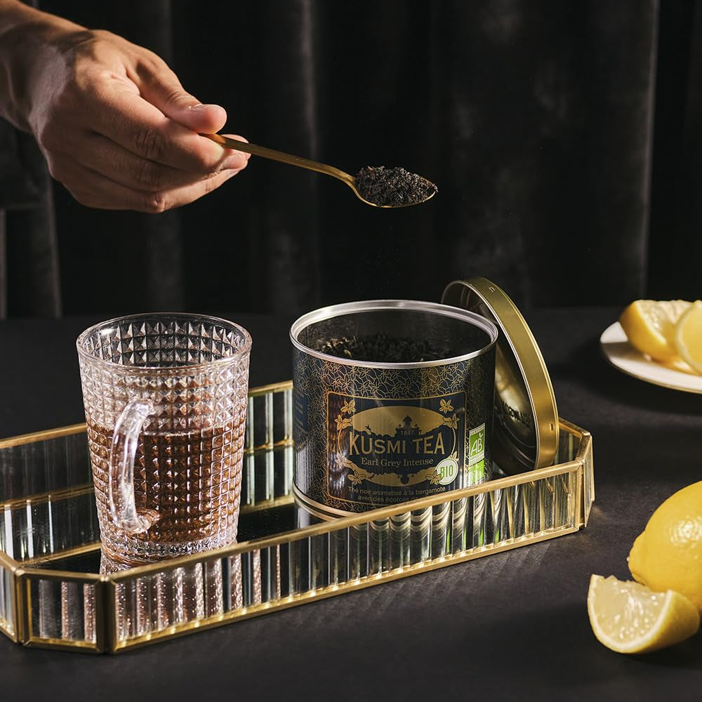 Kusmi Tea - Earl Grey Intense - Ekologiskt Earl Grey svart te med stark bergamott och kryddig citron - löst te - 100g metalllåda - Antal för ca 50 koppar