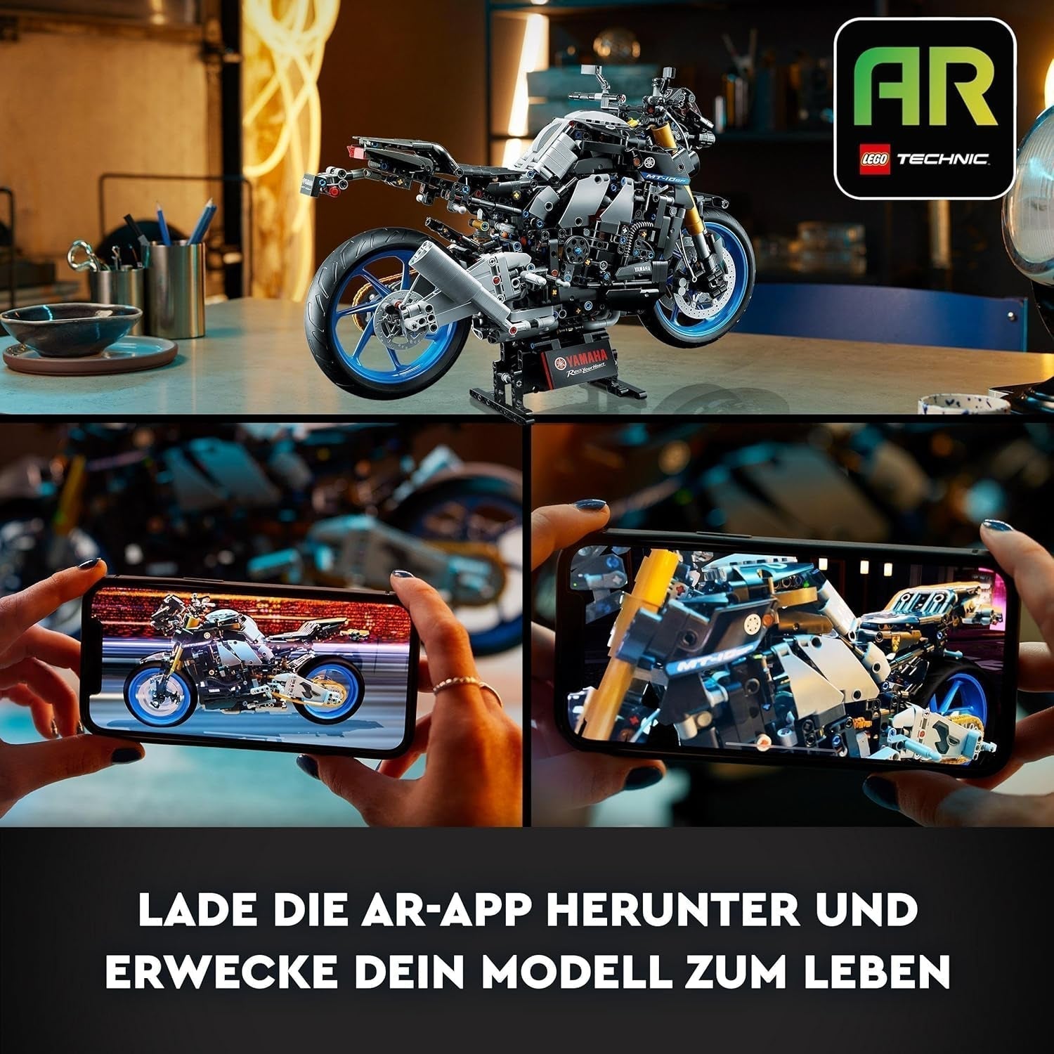 LEGO 42159 Technic Yamaha MT-10 SP Motorcykelmodellsats för vuxna, Autentisk 4-cylindrig motorfordonsmodell, Funktionell styrning och Ar-app, Present för män och kvinnor Byggsatser Besuche den LEGO-Store