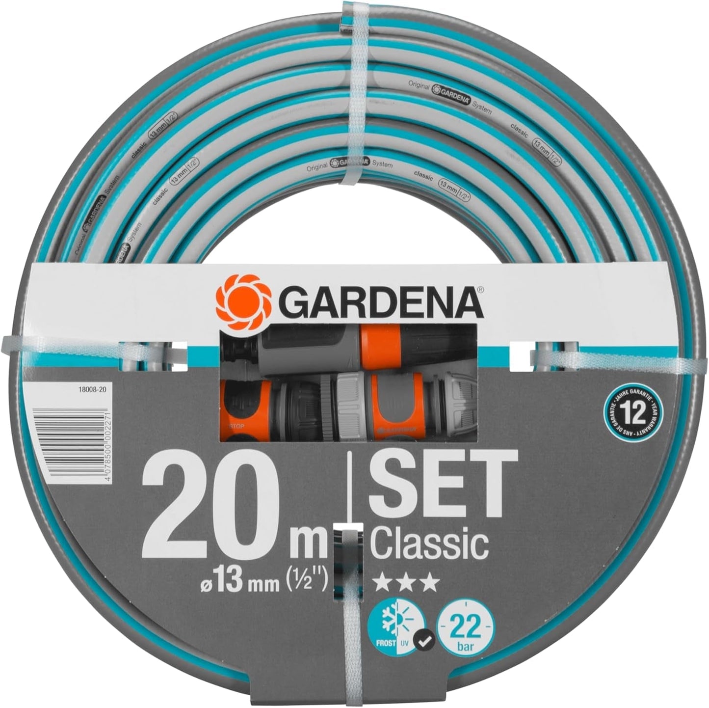 Gardena 4100 Silent Garden Pump Set: Mycket tyst och innovativ bevattningspump med 3,5 m suganslutning och 20 m klassisk slang, 4100L/h flöde, 550W motor, vattentät, ekonomisk (9051-20)