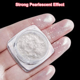 2 Schachteln Weiße Perle Chrom Nagelpuder - Transparent Aurora Ice Shimmer Chrome Pigment Pulver Für Nägel, Glaserad Donut Glitzerpuder Nails Spiegeleffekt-Glitter Nagelkunst-Pulver Für Diy-Salon