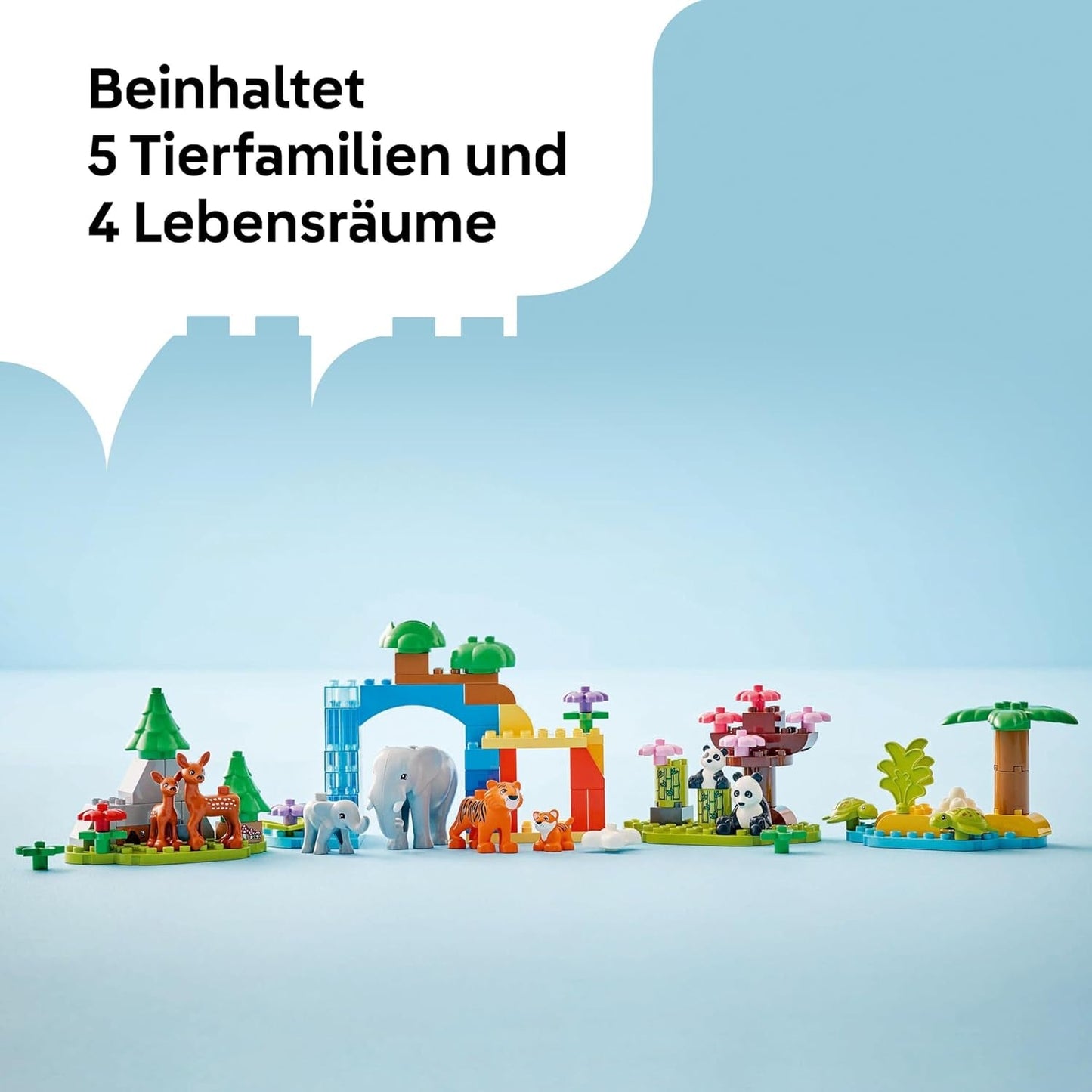 LEGO DUPLO Town Wild Animal Familjer 3-i-1-set, pedagogisk leksak för småbarn med sköldpaddor, tigrar, elefanter, rådjur, pandor, set för förskolebarn från 2 år, Byggleksak med djurfigurer 10446 Byggset Beuche den LEGO-Store