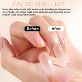 False Nails Set - 240 st Korta fyrkantiga naglar Soft Gel Model Naken Vit Gradient Fake Natural Lime On Fake Nails For Women DIY (Nude Gradient, 240X)