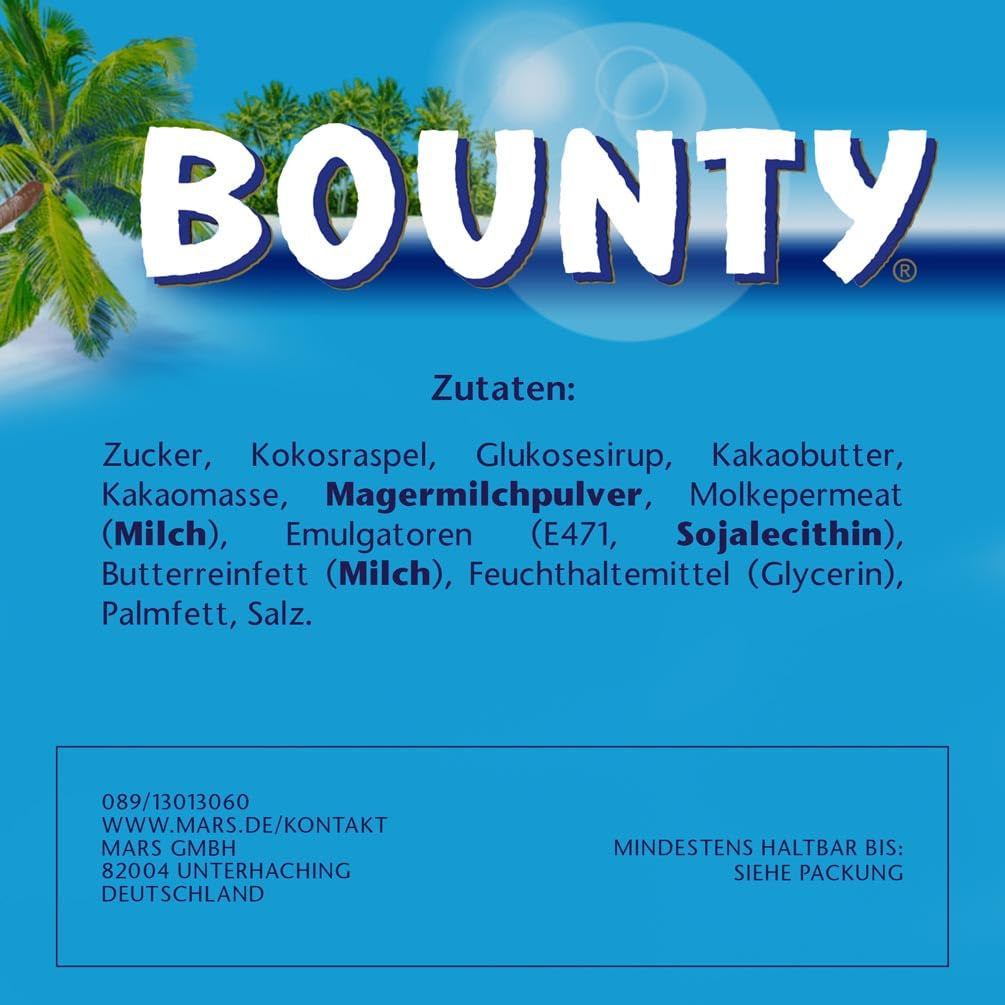 Bounty Chokladkakor Kokoschokladsmak 24 barer i en förpackning (24 x 57 g)