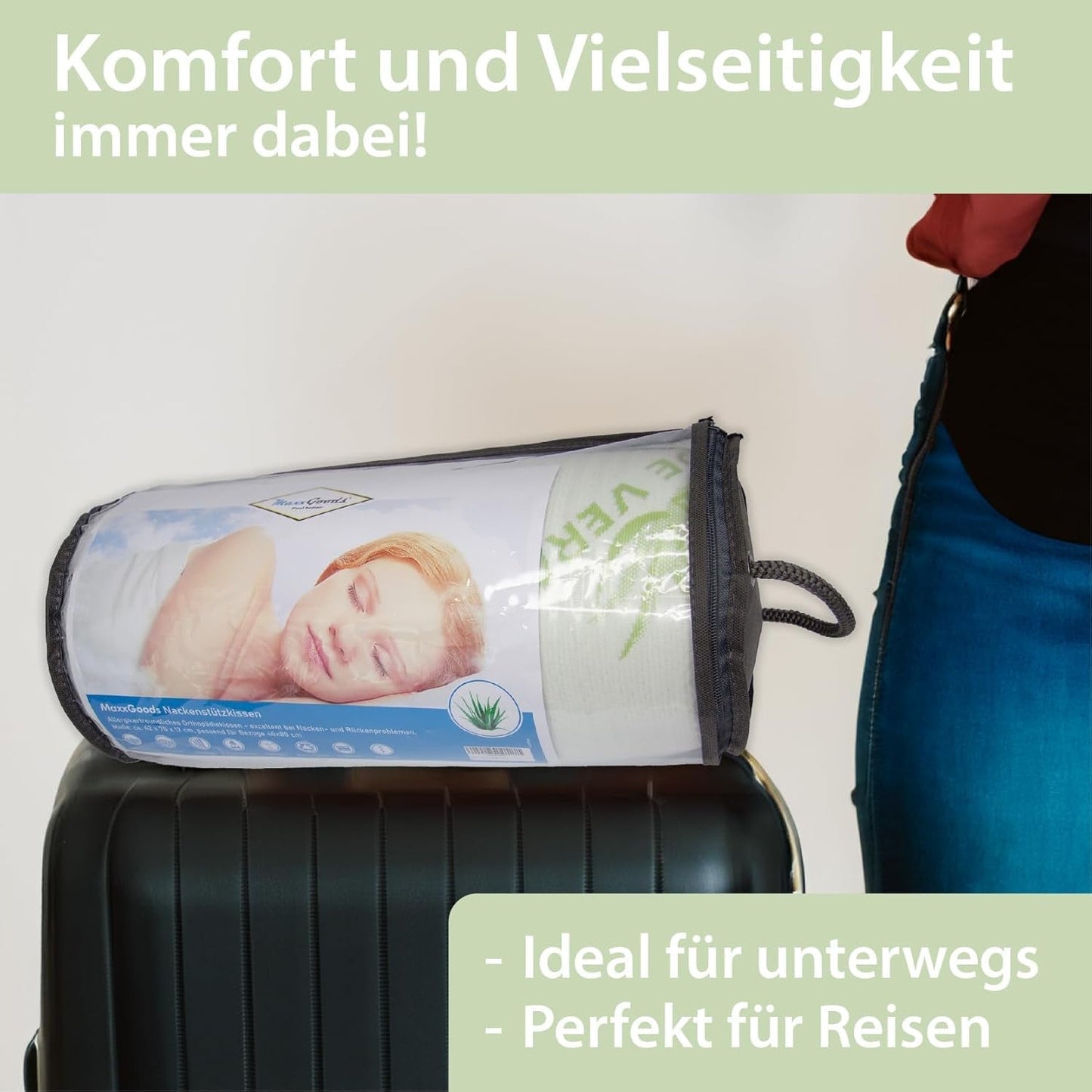 Maxxgoods ortopedisk kudde Visco Gel Foam Nackstödskudde med Aloe Vera skyddande överdrag och 100 % bomull Inneröverdrag - Kudde för mage, rygg och sidosömmar (42 cm x 70 cm x 12 cm) cervikala ortopediska kuddar Naty Shop