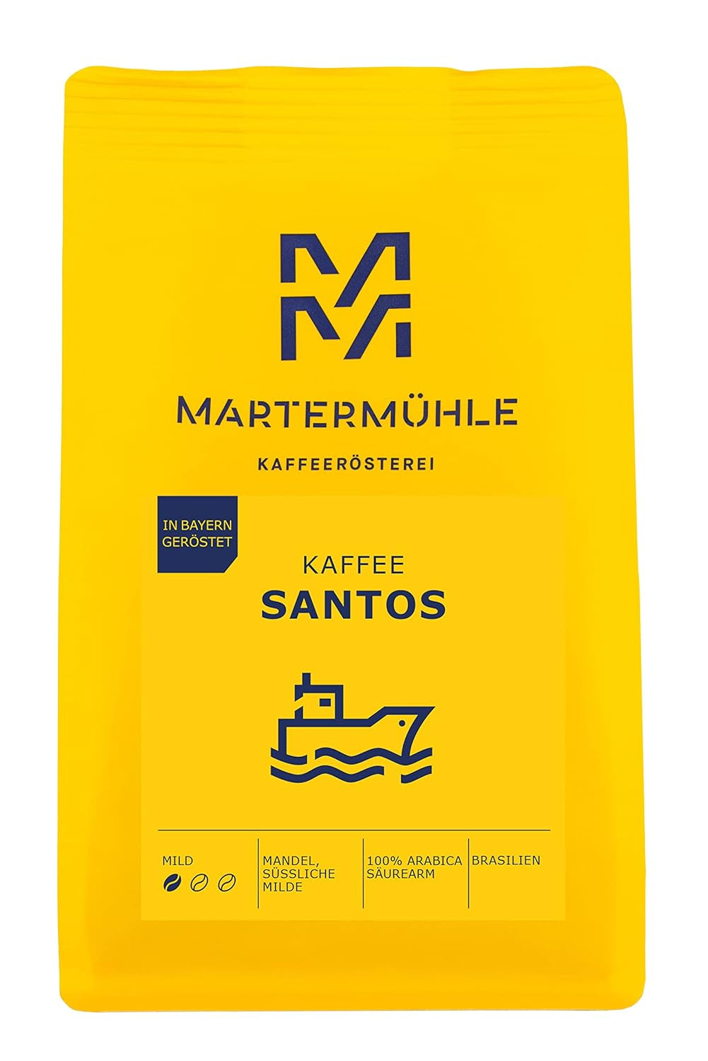 Martermühle Santos Kaffeebohnen 1 kg mild I Arabica I Arom: Mandel, Süssliche Milde I Ganze Kaffee-Bohnen schonend geröstet, säurearm