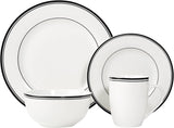 Amazon Basics Coffee Black Rim 16-delad servisset för 4