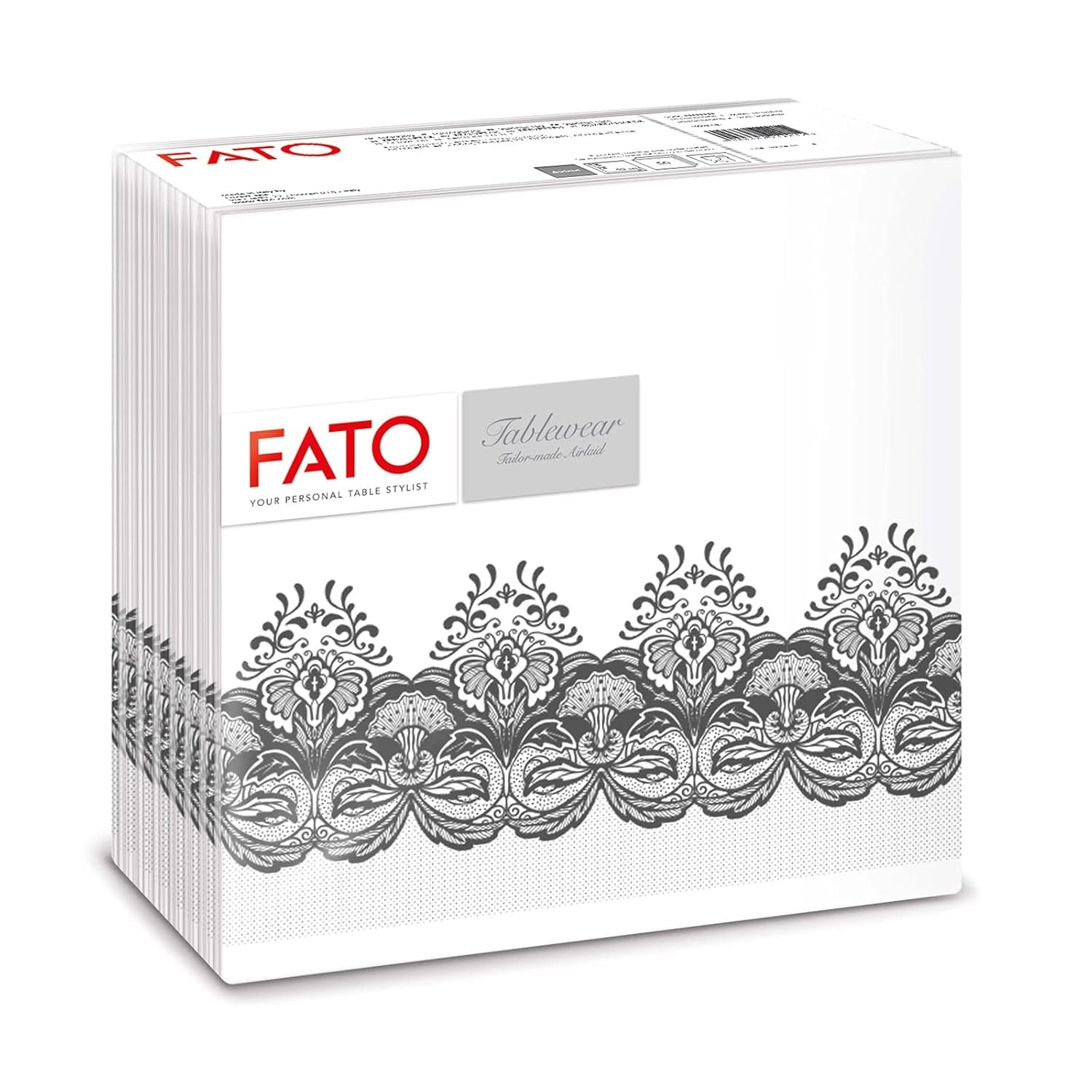Fato - Torra pappersservetter, airlaid, textileffekt, paket med 50 servetter, 40X40 vikta i 4-format, Tropicana Decor