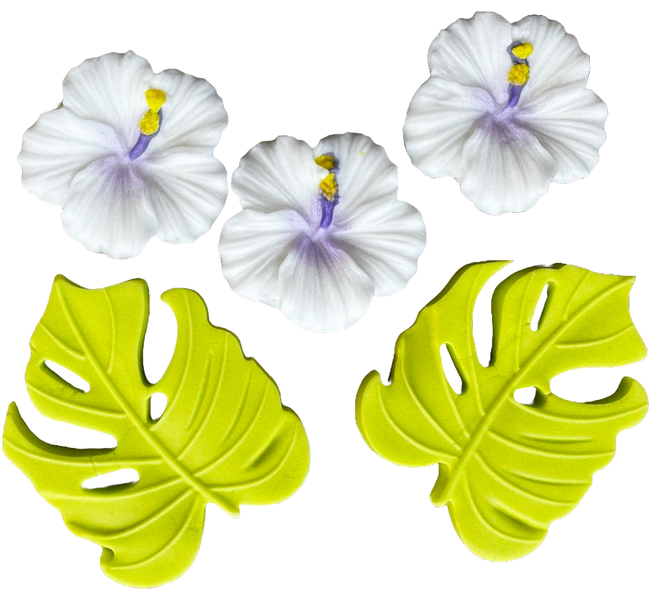 Set med 5 ätliga sockerdekorationer, Hibiscus Sugar Paste Decorations Naty Shop