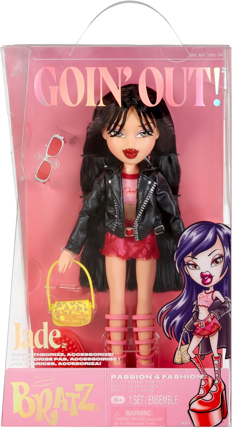 Bratz går ut! - Jade - 1 samlardocka med tillbehör, outfit, väska, solglasögon och borste - Barnleksak - 6+, röd