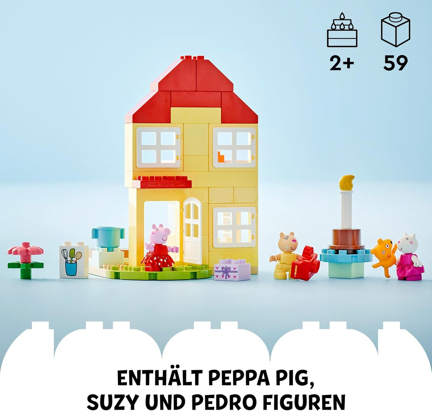 LEGO DUPLO Peppas födelsedagshus: Kreativ 3-siffrig leksak, bygg och bygg om leksakshus för 2-åringar, pojkar och flickor, främjar fingerfärdighet 10433 Byggset Besuche den LEGO-Store