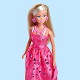 Simba Steffi Love Pink Love – Ankleidepuppe im rosa Glitzerkleid, inkl. Zubehör in Herzform, 29 cm groß, Modepuppe für kreatives Rollenspiel, für Kinder ab 3 Jahren