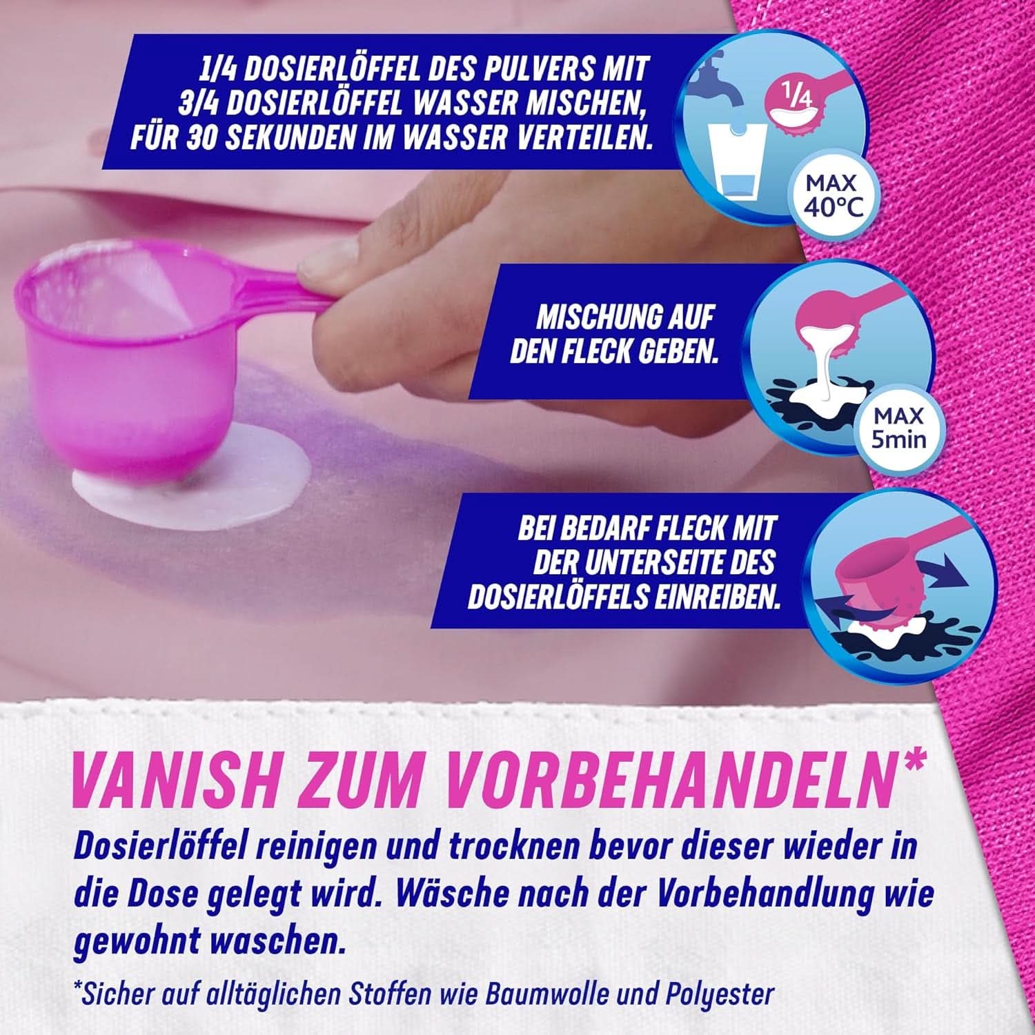 Vanish Oxi Action Powder Pink - 1,125 kg - klorfritt fläckborttagning och tvättförbättringspulver - för färgad tvätt Tvättmedel Naty Shop