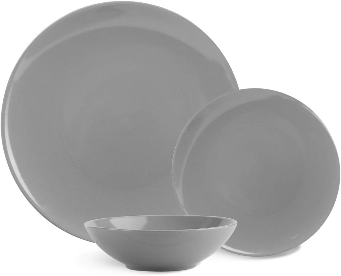 Amazon Basics 18-delade Smoky Grey 6-Serve Stoneware Dinerware Set