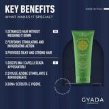 GYADA COSMETICS, hyalurvedisk stärkande ayurvedisk kompress, professionell behandling för fint och svagt hår, antifrizz med methi, maca, neutral henna, 200 ml Naty Shop hårmask